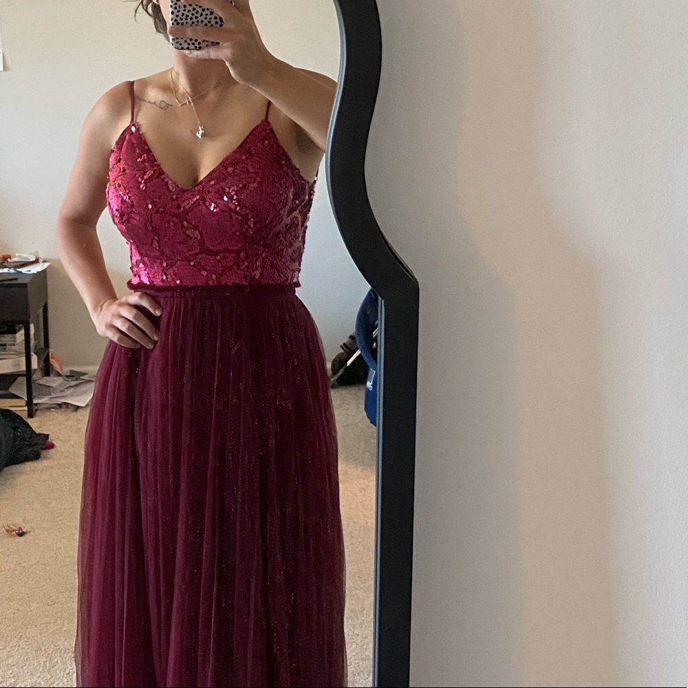 Soieblu Maroon Sequin Maxi Dress